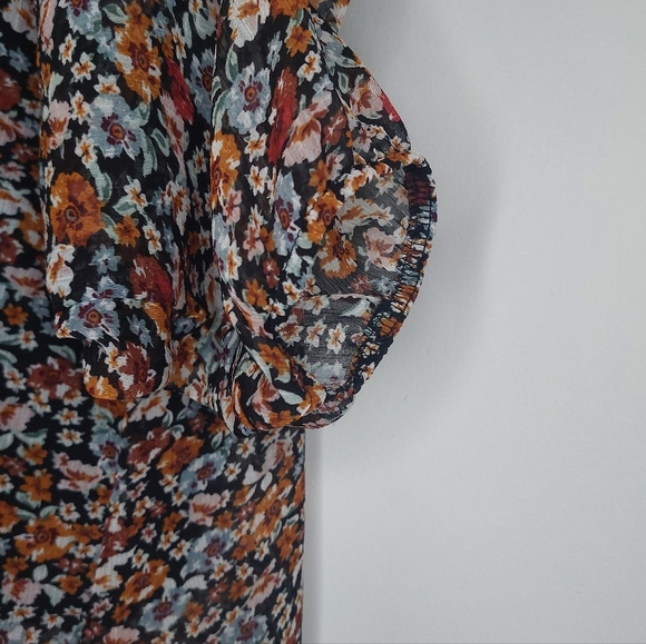 Northern Reflections Sheer Ditsy Floral Long Sleeve Pullover Blouse XL - Picture 7 of 10